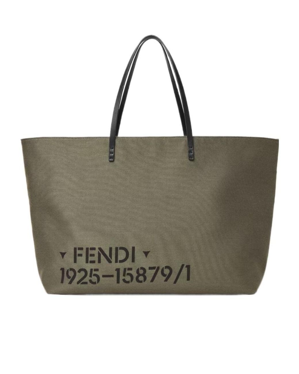 Fendi Green Roll Large Canvas Tote Bag for men