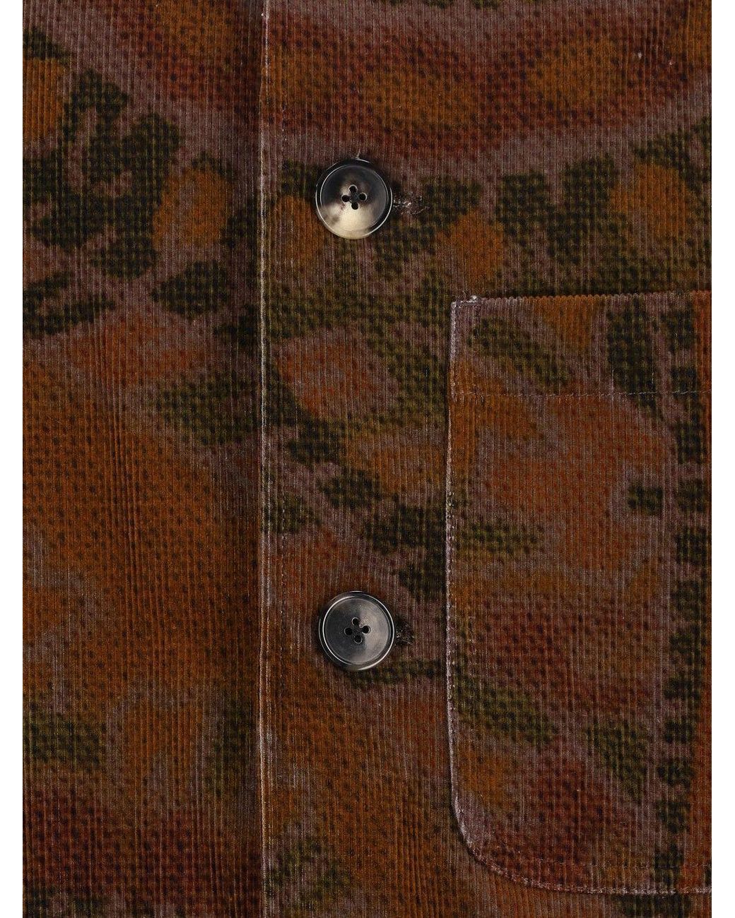 Dries Van Noten Brown Printed Overdyed Corduroy Jacket for men