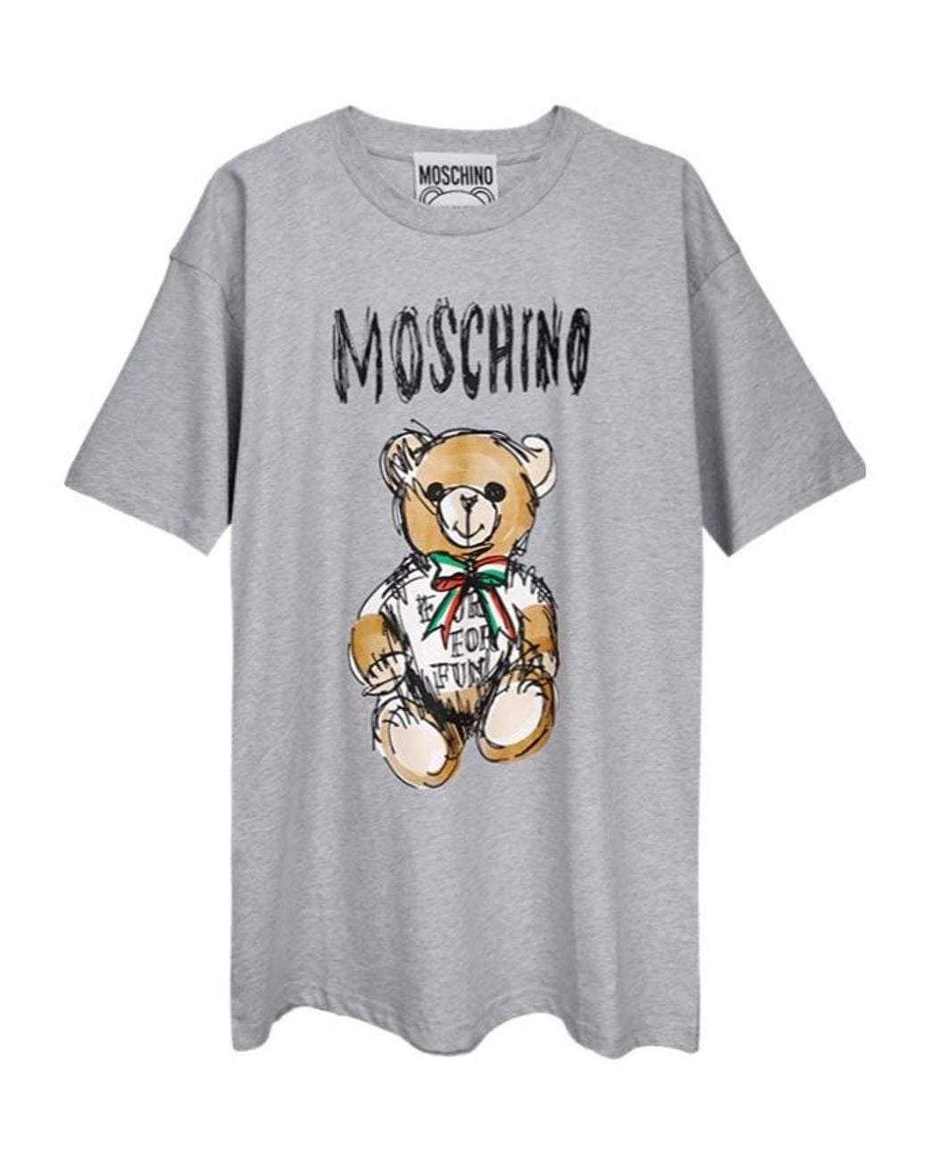 Moschino Gray Teddy Bear-Print Cotton T-Shirt