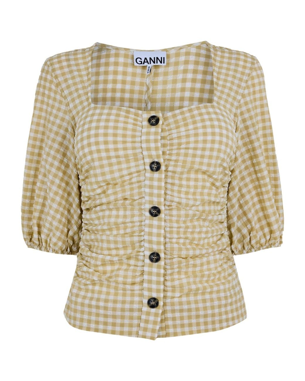 Ganni Natural Light Khaki Top