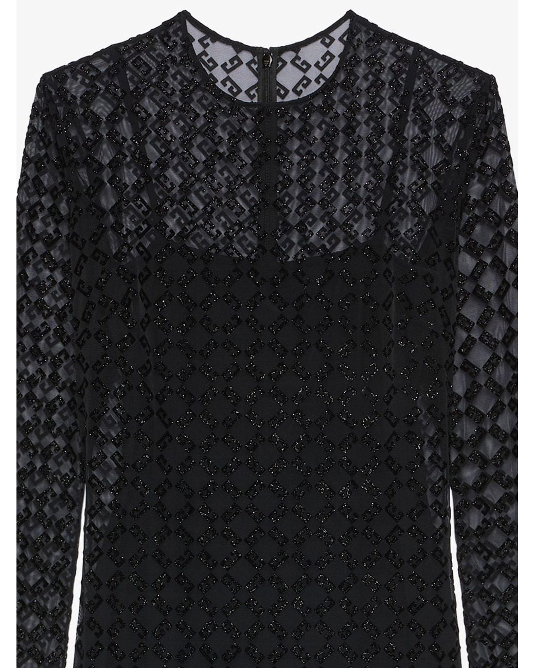 Givenchy Black Monogrammed Crew Neck Dress