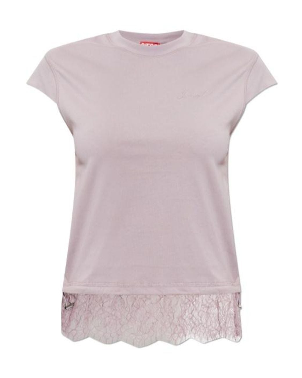 DIESEL Purple T Luna Lace Trim T-Shirt