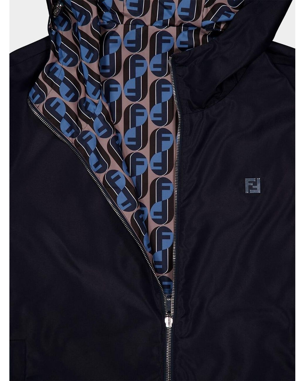 Fendi Blue Ff Appliqué Reversible Blouson for men