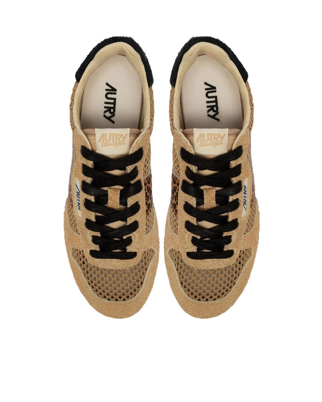 Autry Brown Windspin Mesh-Panelled Lace-Up Sneakers