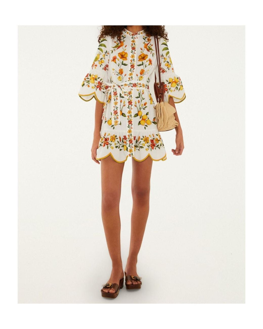 Farm Rio Metallic Floral-Print Mini Dress