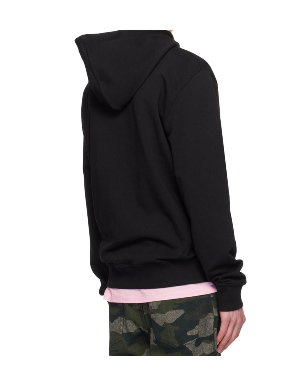Balmain Black Logo Printed Drawstring Hoodie for men