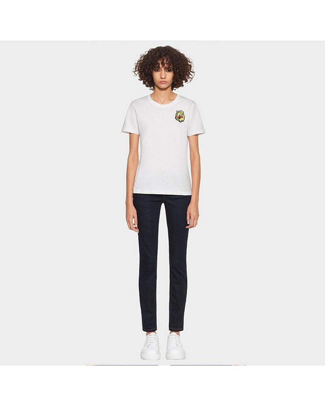 Versace White Wolf Appliqué Short-Sleeve T-Shirt