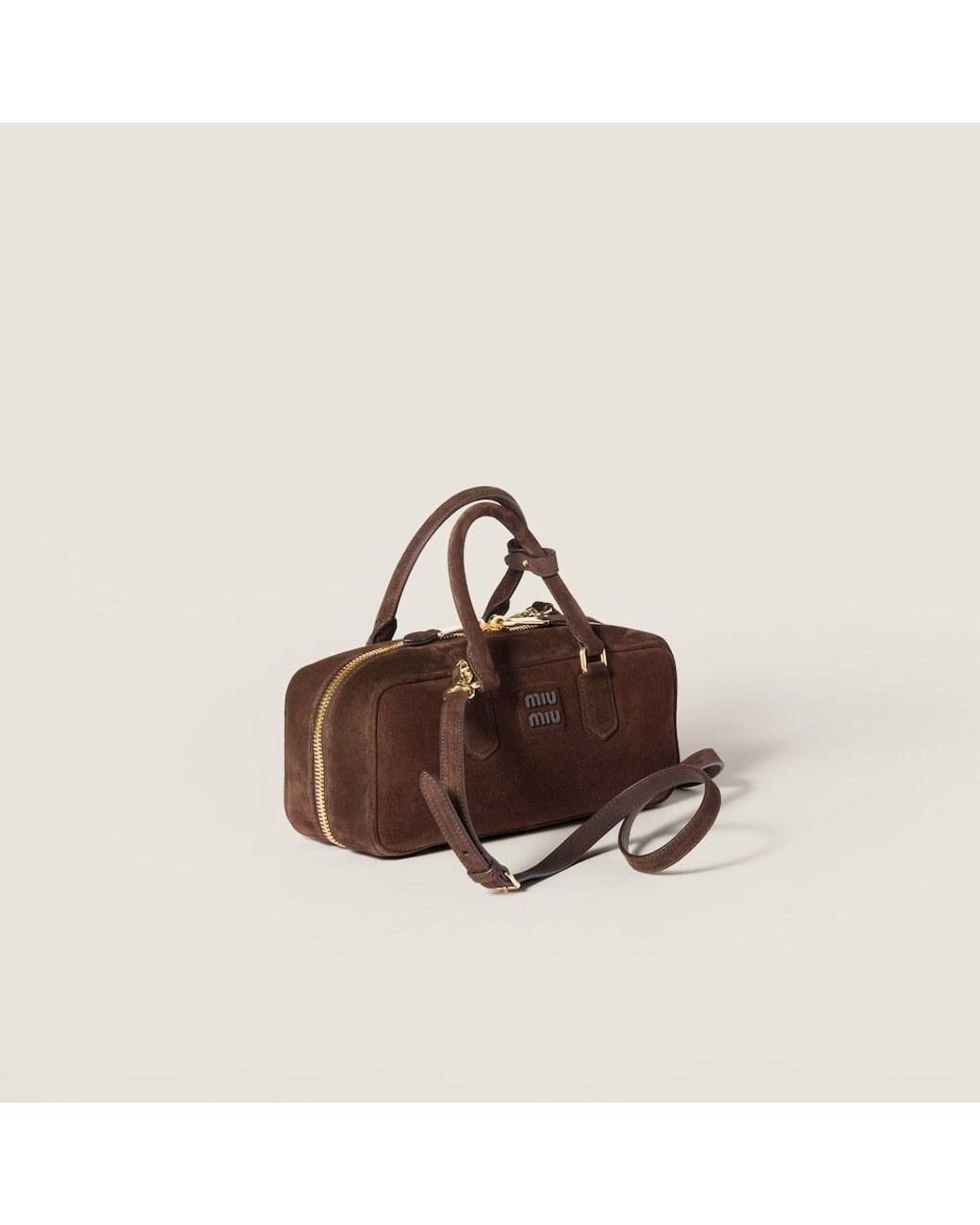 Miu Miu Brown Arcadie Logo Embossed Tote Bag