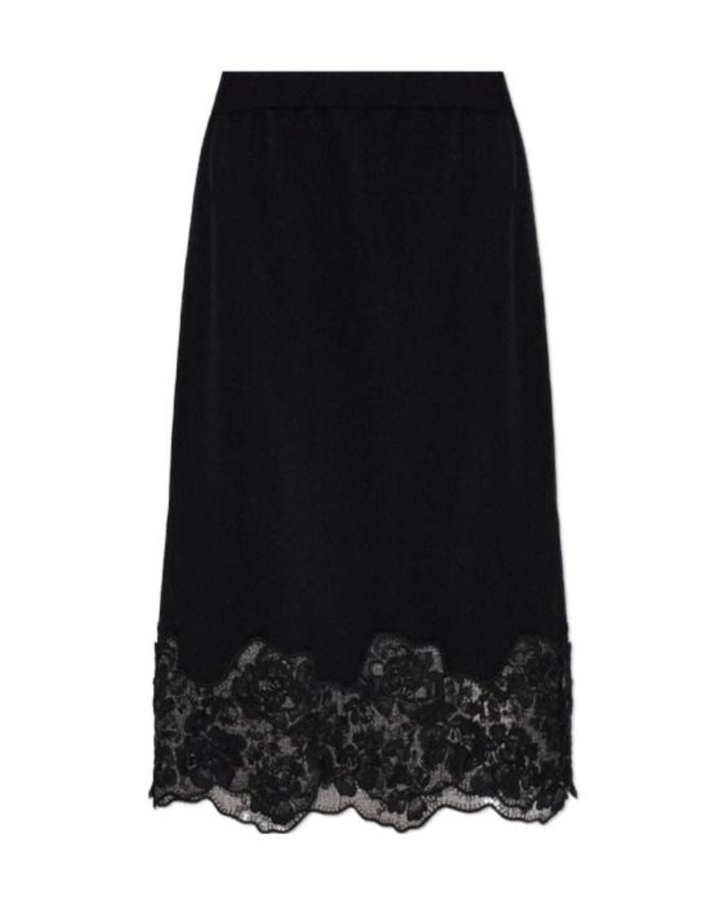 Fabiana Filippi Black Lace-Trim Midi Skirt