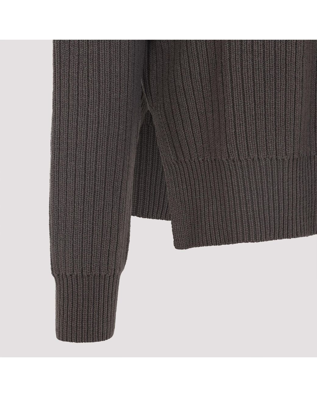 Rick Owens Gray Dust Virgin Wool Fisherman Round Neck Pullover for men