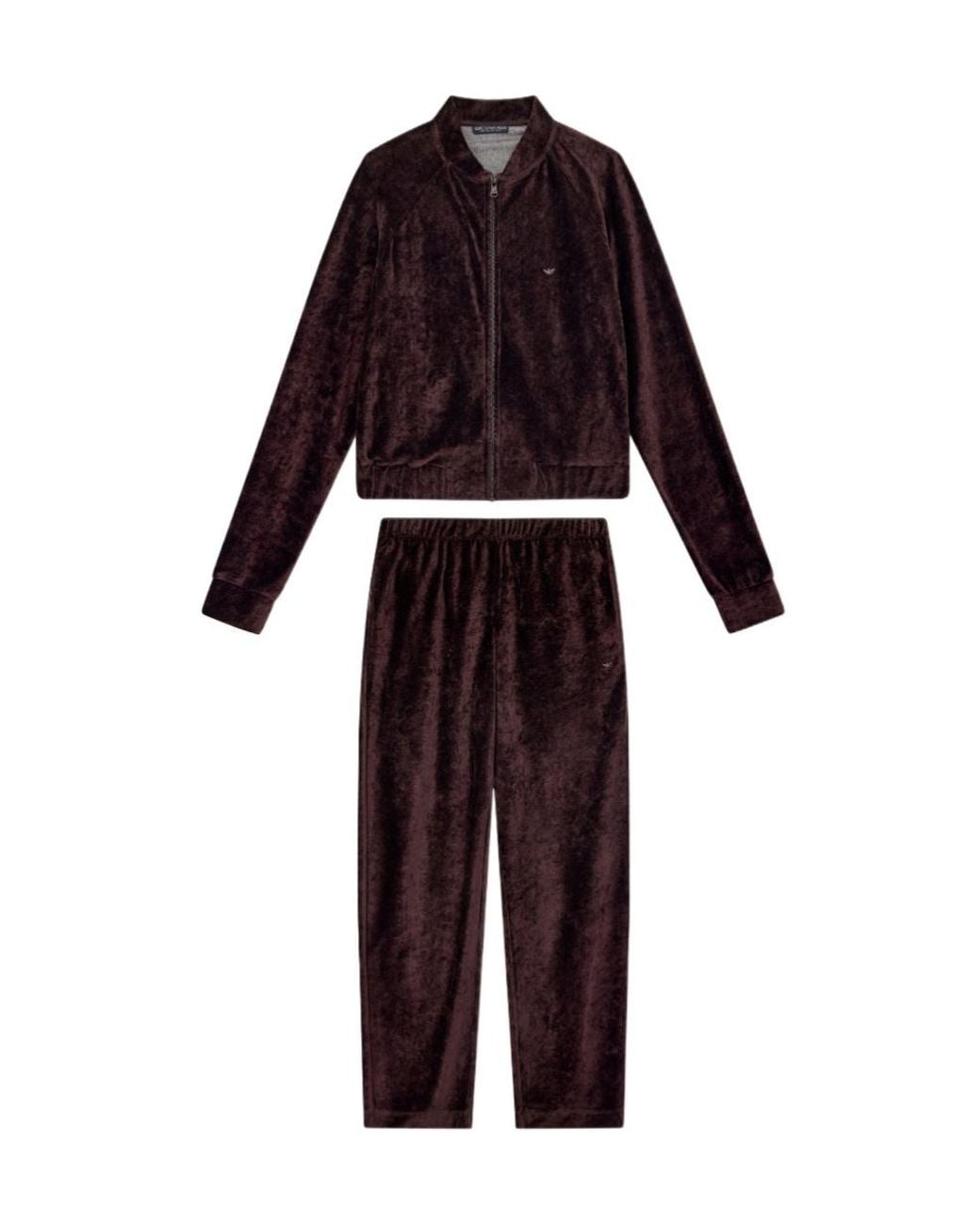 Emporio Armani Red Chenille Loungewear Tracksuit With A Full Zip And Logo