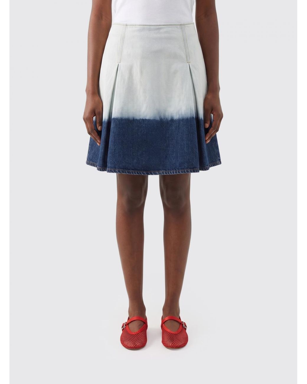 Marni Blue Dip-Dye Pleated Skirt