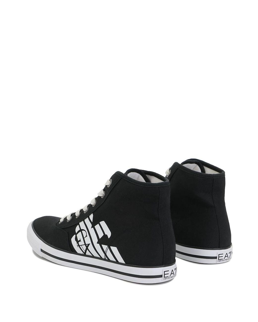 EA7 Black Logo High-Top Casual Sneakers for men