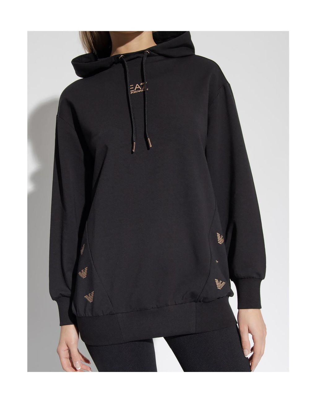 EA7 Blue Logo-Print Long-Sleeve Hoodie