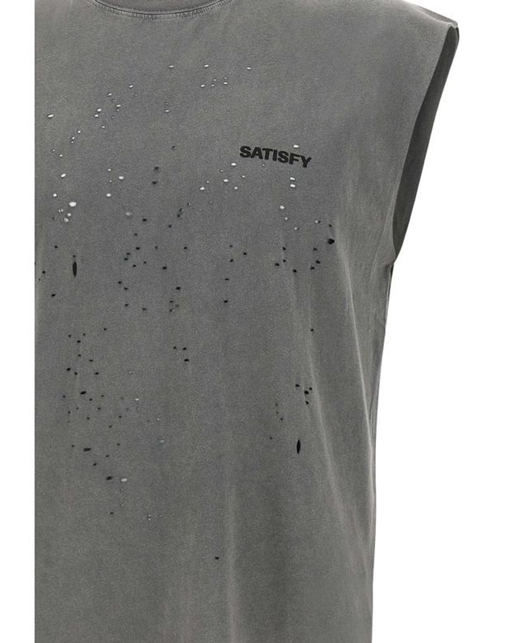 Satisfy Gray Mothtech Distressed Sleeveless T-Shirt for men