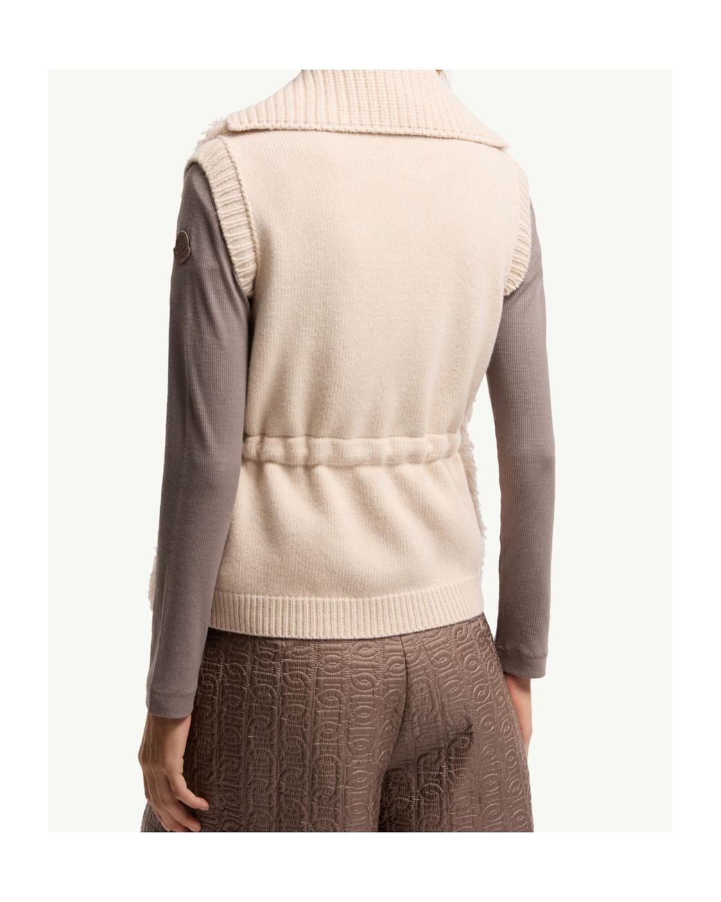Moncler Natural Drawstring Zip-Up Padded Gilet