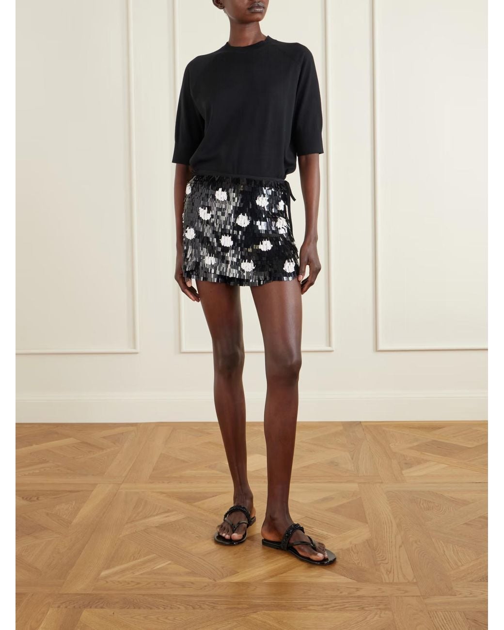 Dries Van Noten Black Sequined Mini Skirt