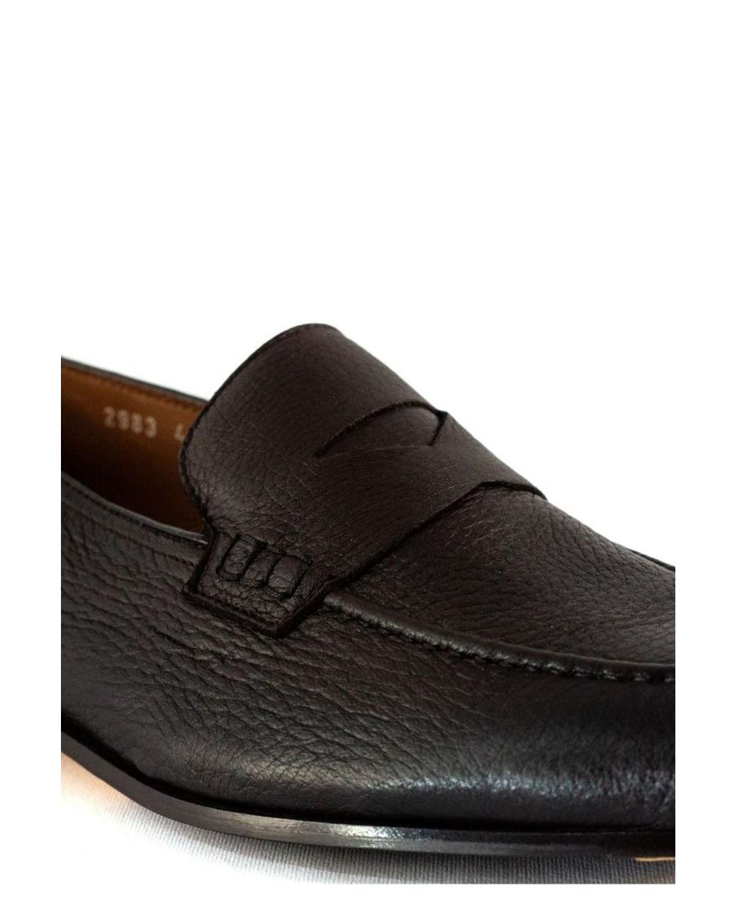 Doucal's Black Slip-On Penny Loafers for men