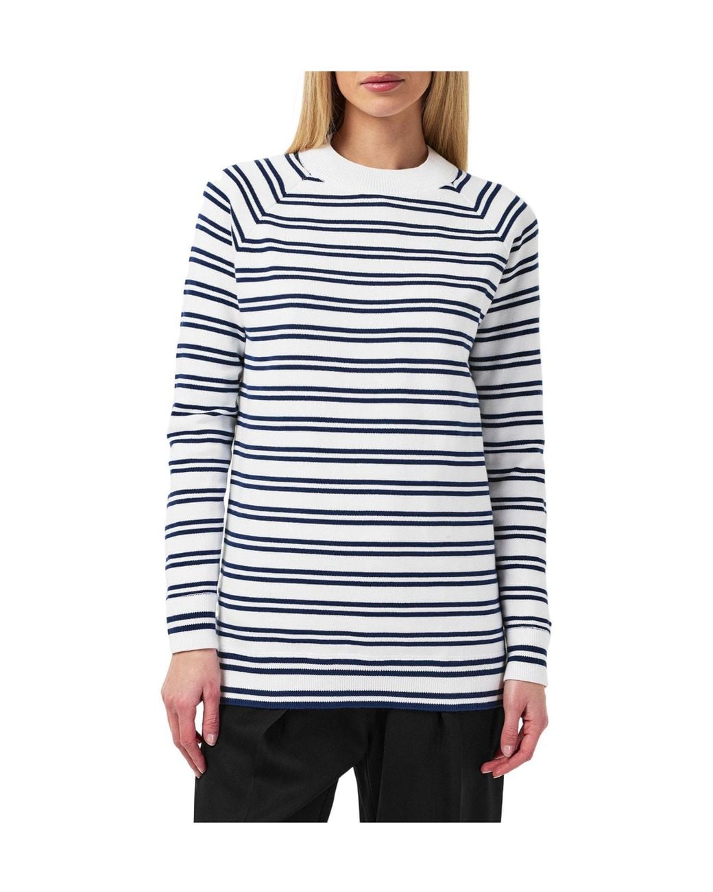 Tommy Hilfiger Blue Horizontalstripe Crewneck Knit Sweater