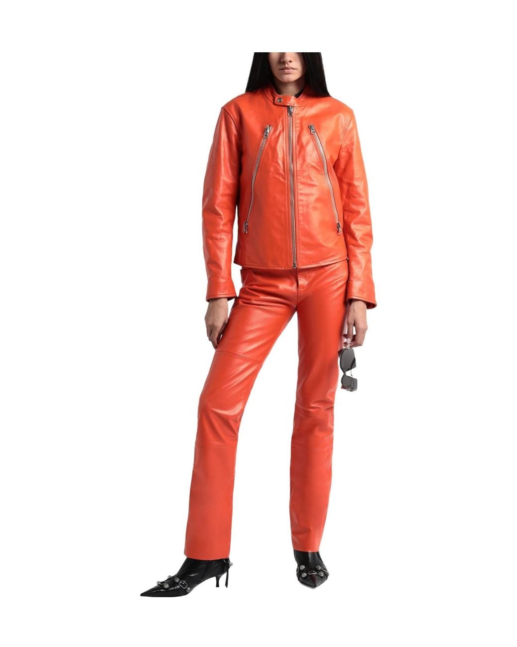 MM6 by Maison Margiela Red Leather Trousers