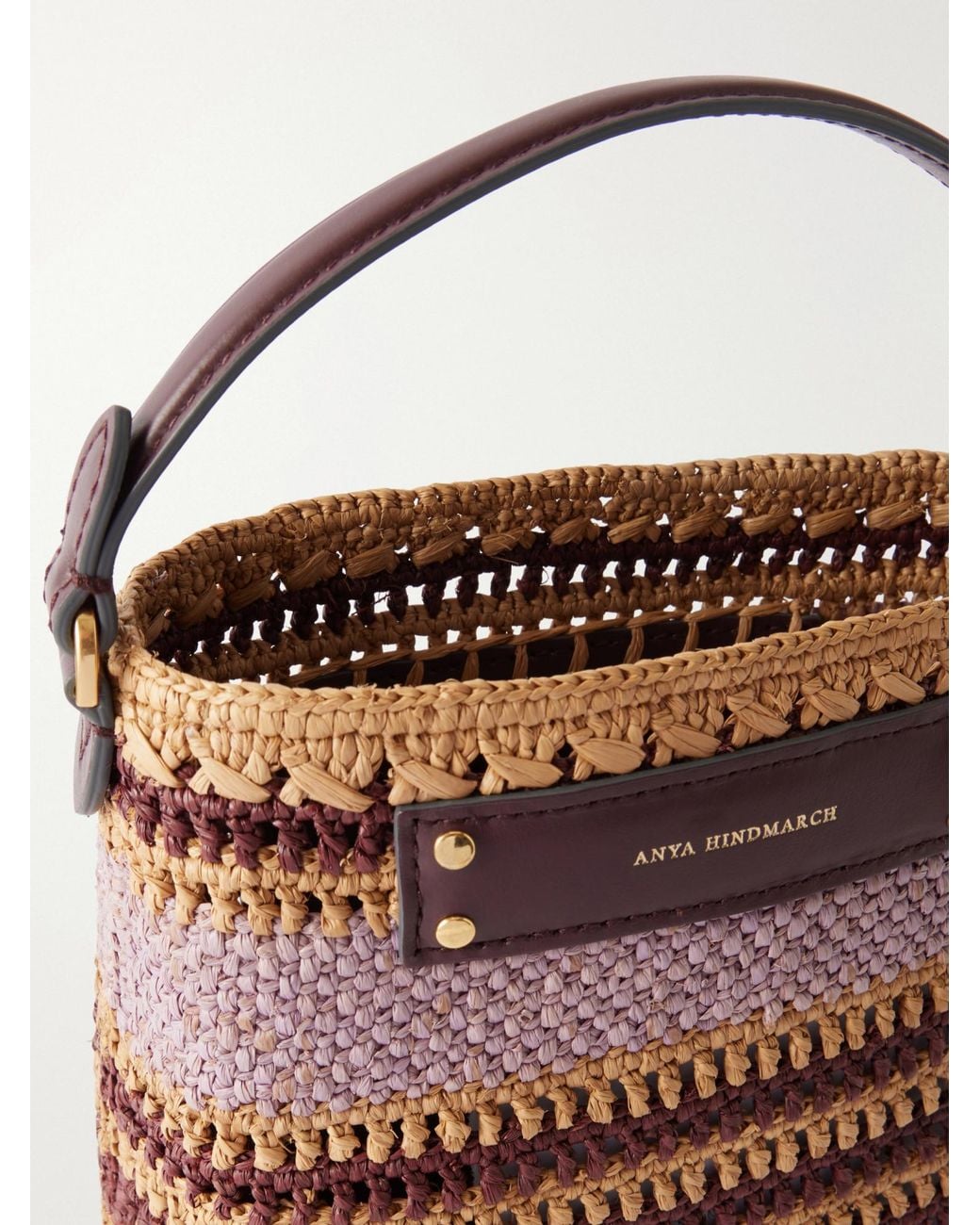 Anya Hindmarch Pink Striped Raffia Cross Body Bag