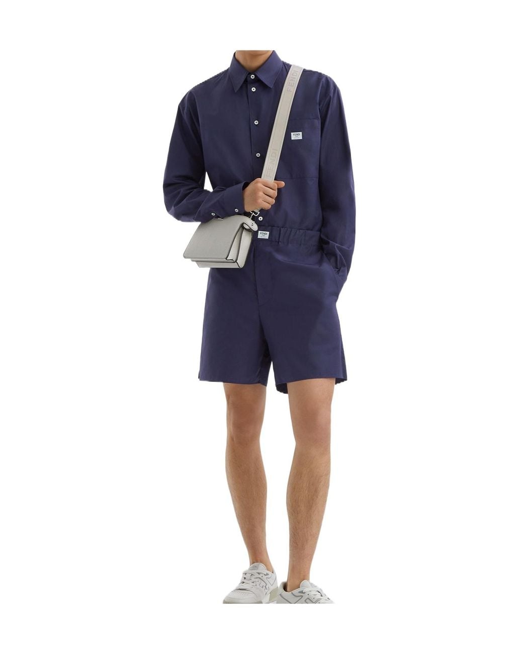 Fendi Blue Buttoned Long-Sleeved Shirt for men