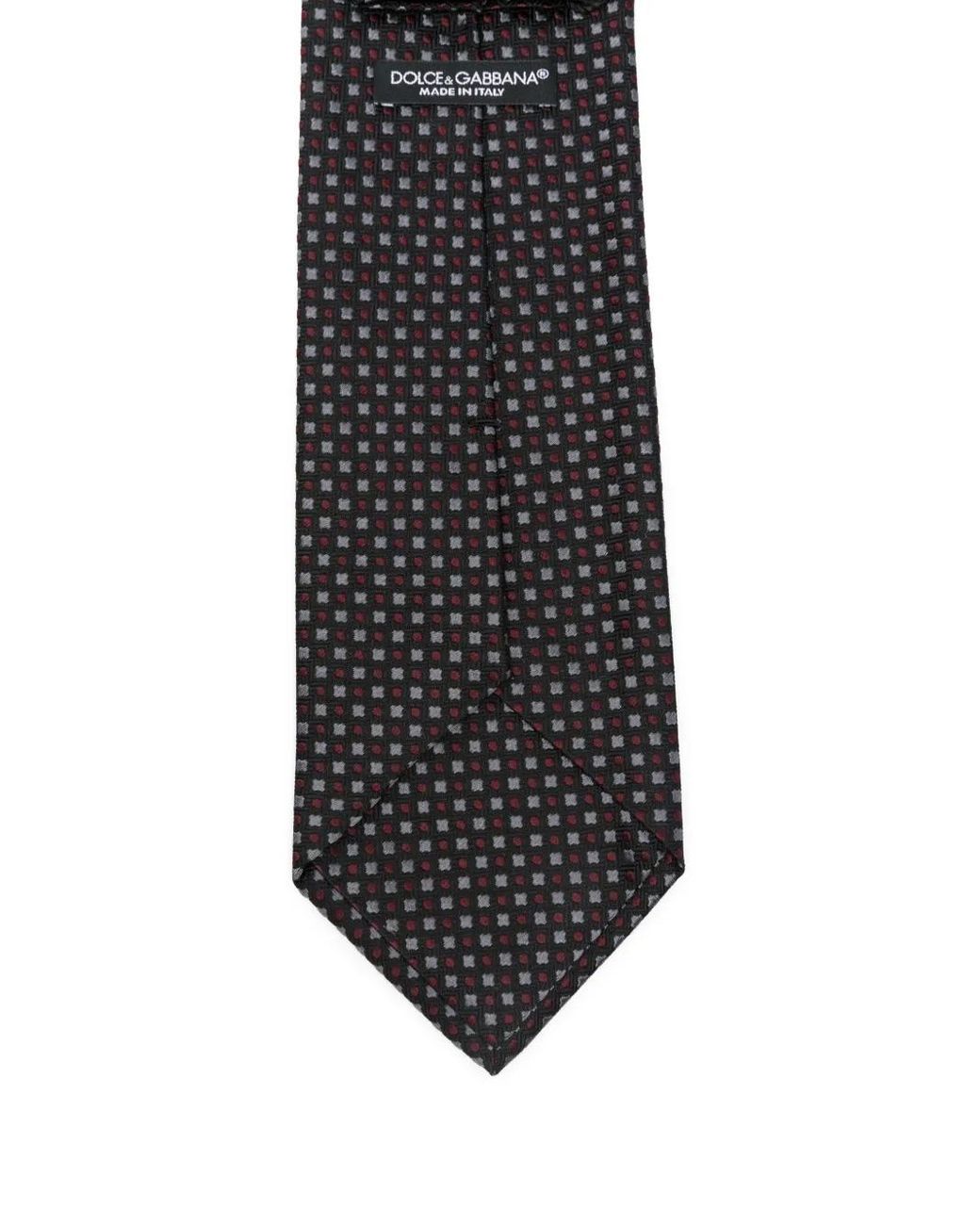 Dolce & Gabbana White Geometric-Pattern Silk Tie for men