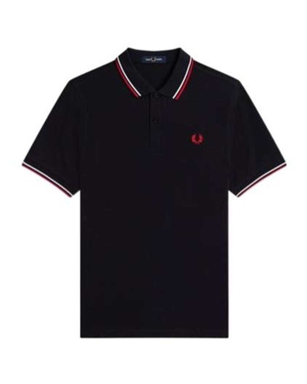 Fred Perry Black Short Sleeve Twin Tipped Polo Shirt for men