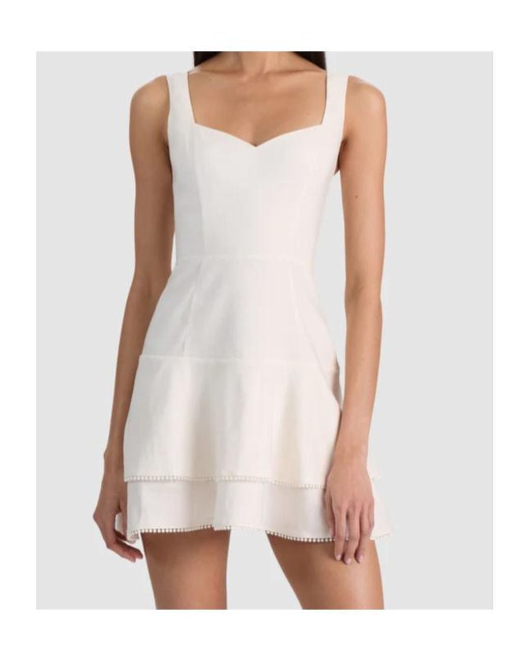 Alice + Olivia White Miriam Pom-Pom Trim Mini Dress