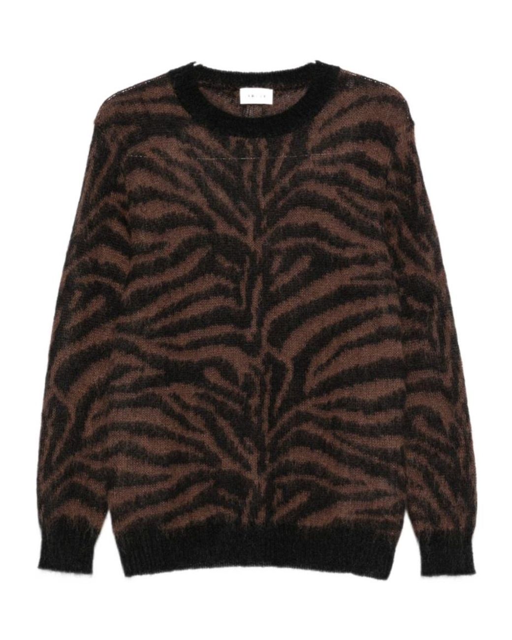 P.A.R.O.S.H. Black Zebra-Pattern Crew-Neck Sweater