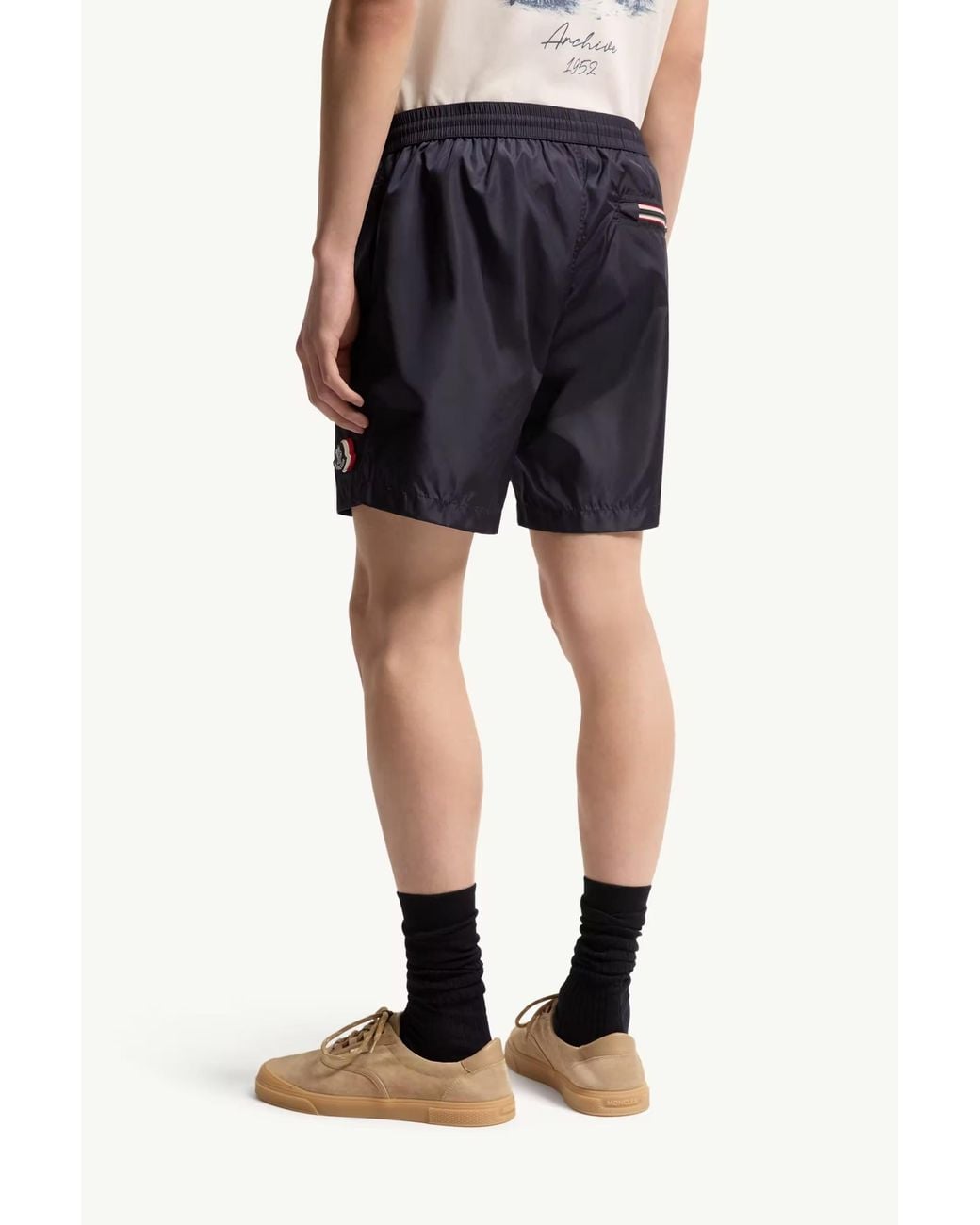 Moncler Blue Logo Patch Drawstring Swim Shorts for men