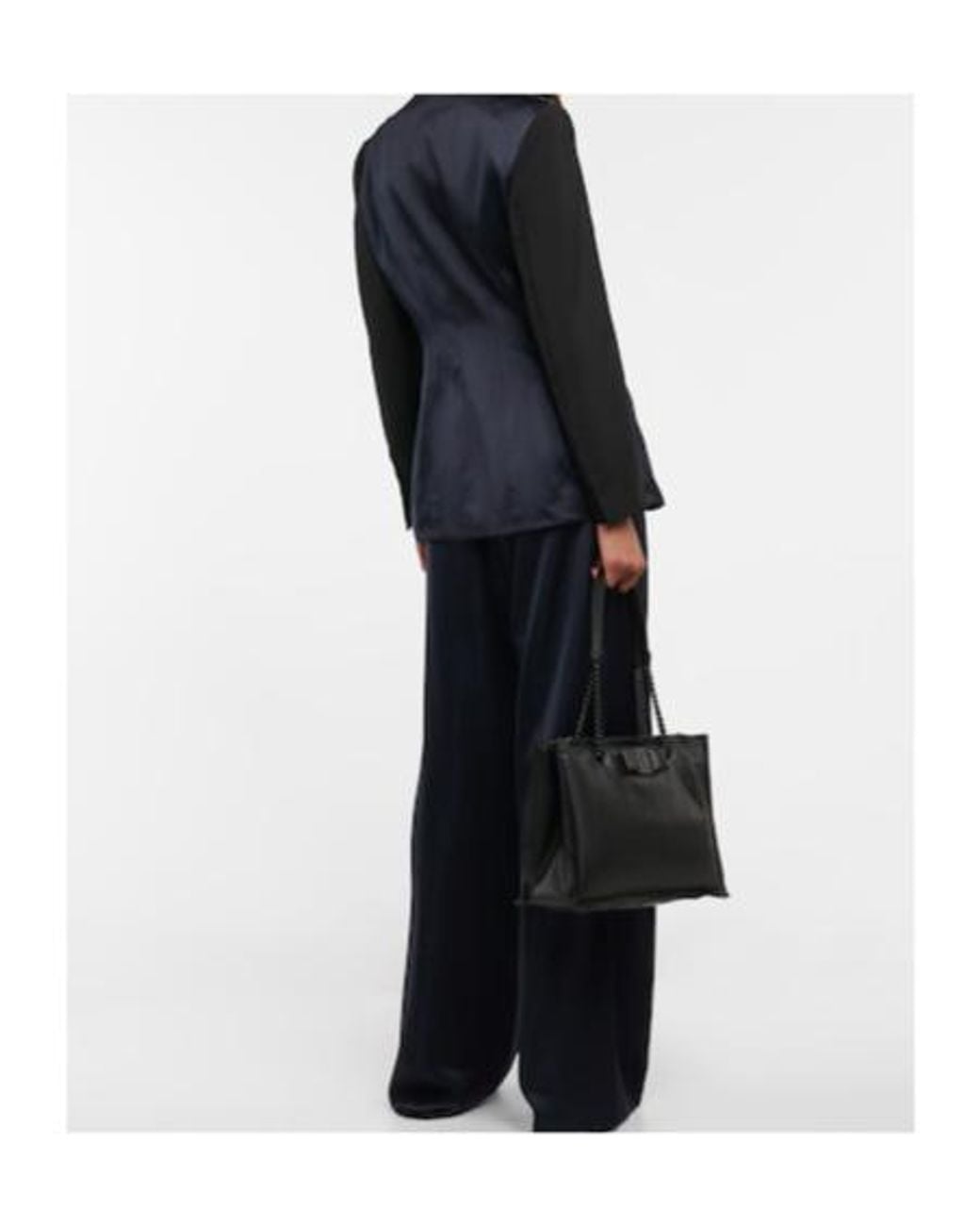 Ferragamo Blue Tie-Neck Satin Blazer