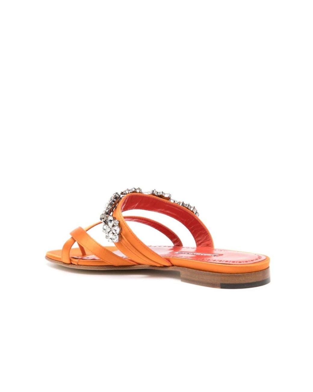 Manolo Blahnik Orange Susa Crossover Straps Sandals