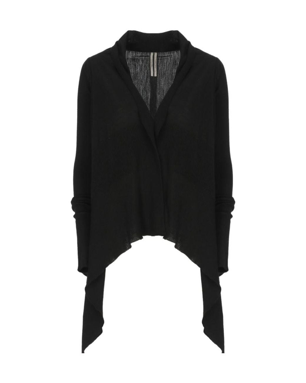 Rick Owens Black Asymmetric Knitted Cardigan