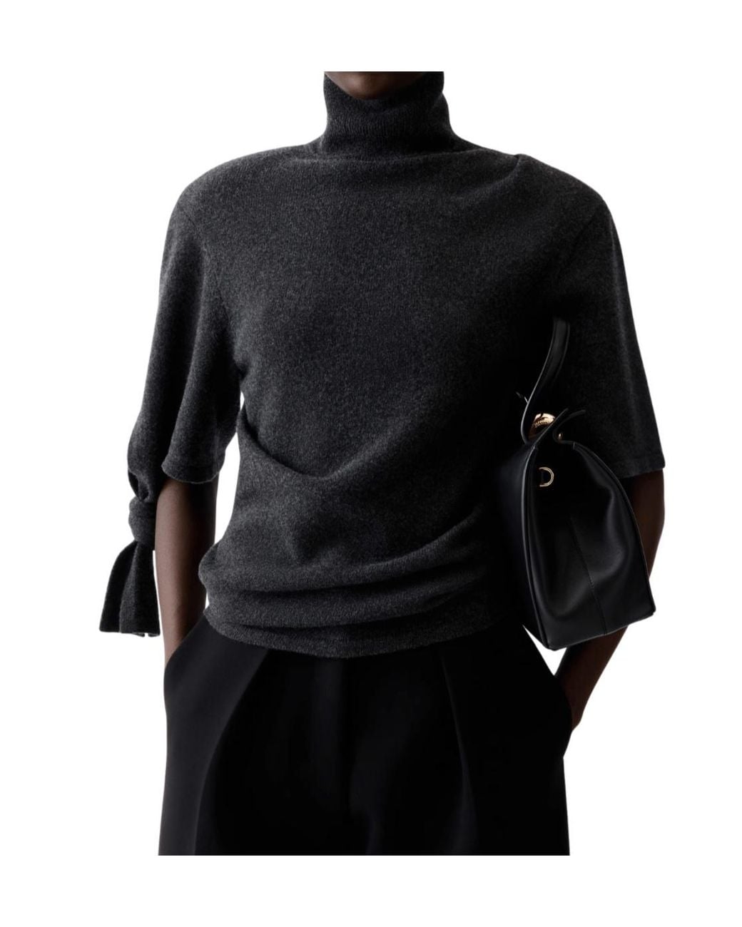 Jacquemus Black Mock-Neck Short-Sleeve Knit Top
