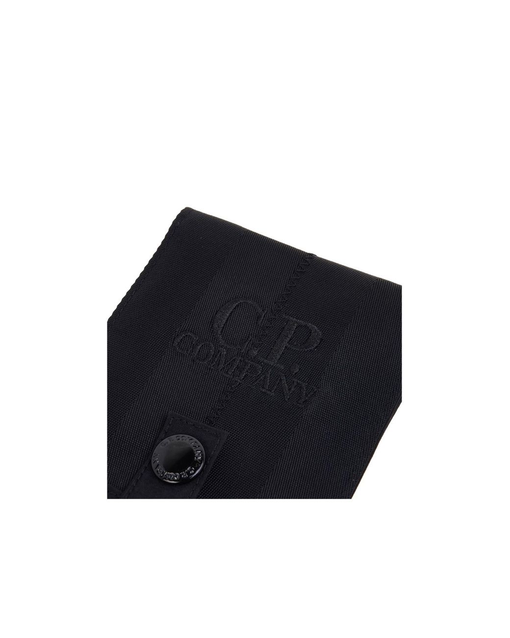 C P Company Black Herringbone Logo Wallet for men