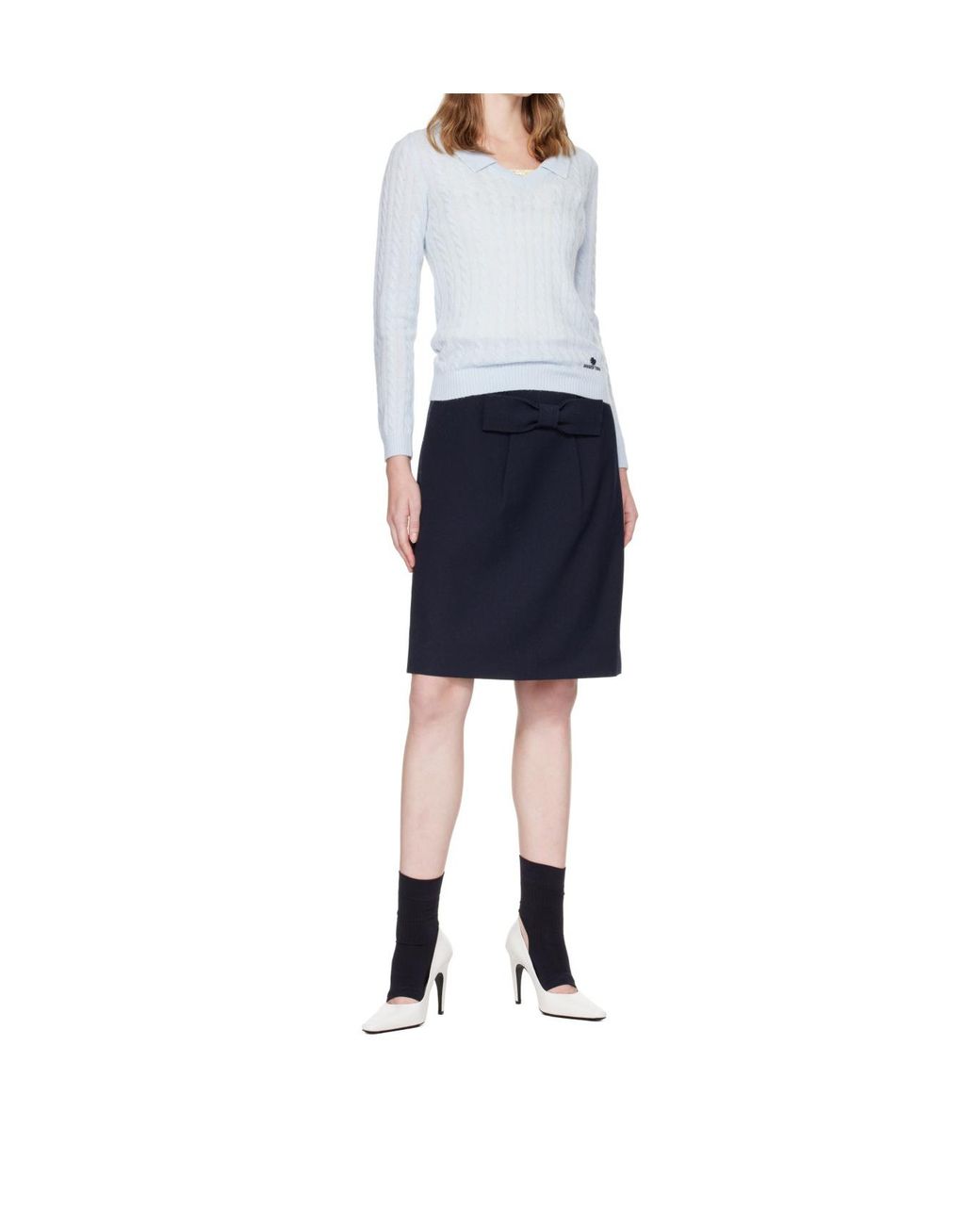 ShuShu/Tong Blue Cable-Knit Sailor-Collar Sweater