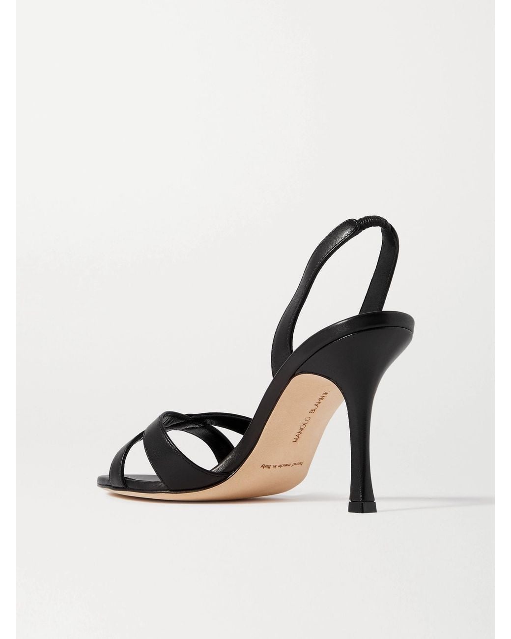 Manolo Blahnik Metallic Thin-Strap High Heel Sandals