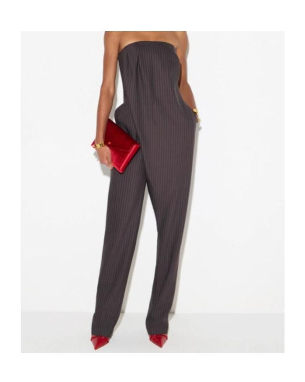 Elisabetta Franchi Multicolor Strapless Pinstripe Jumpsuit