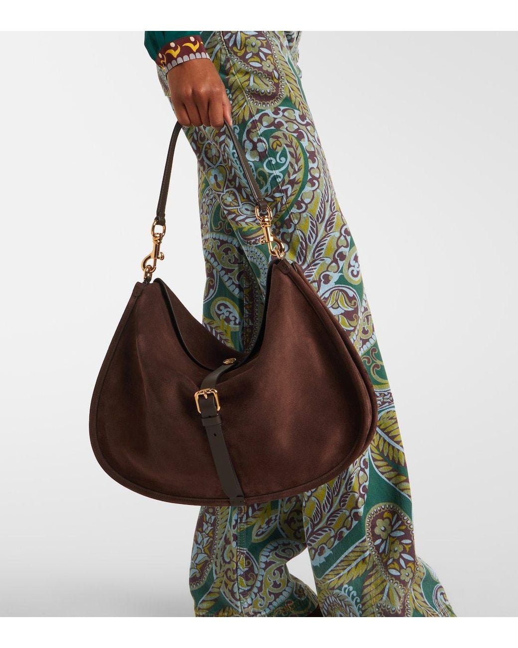 Etro Brown Pony Small Suede Tote Bag