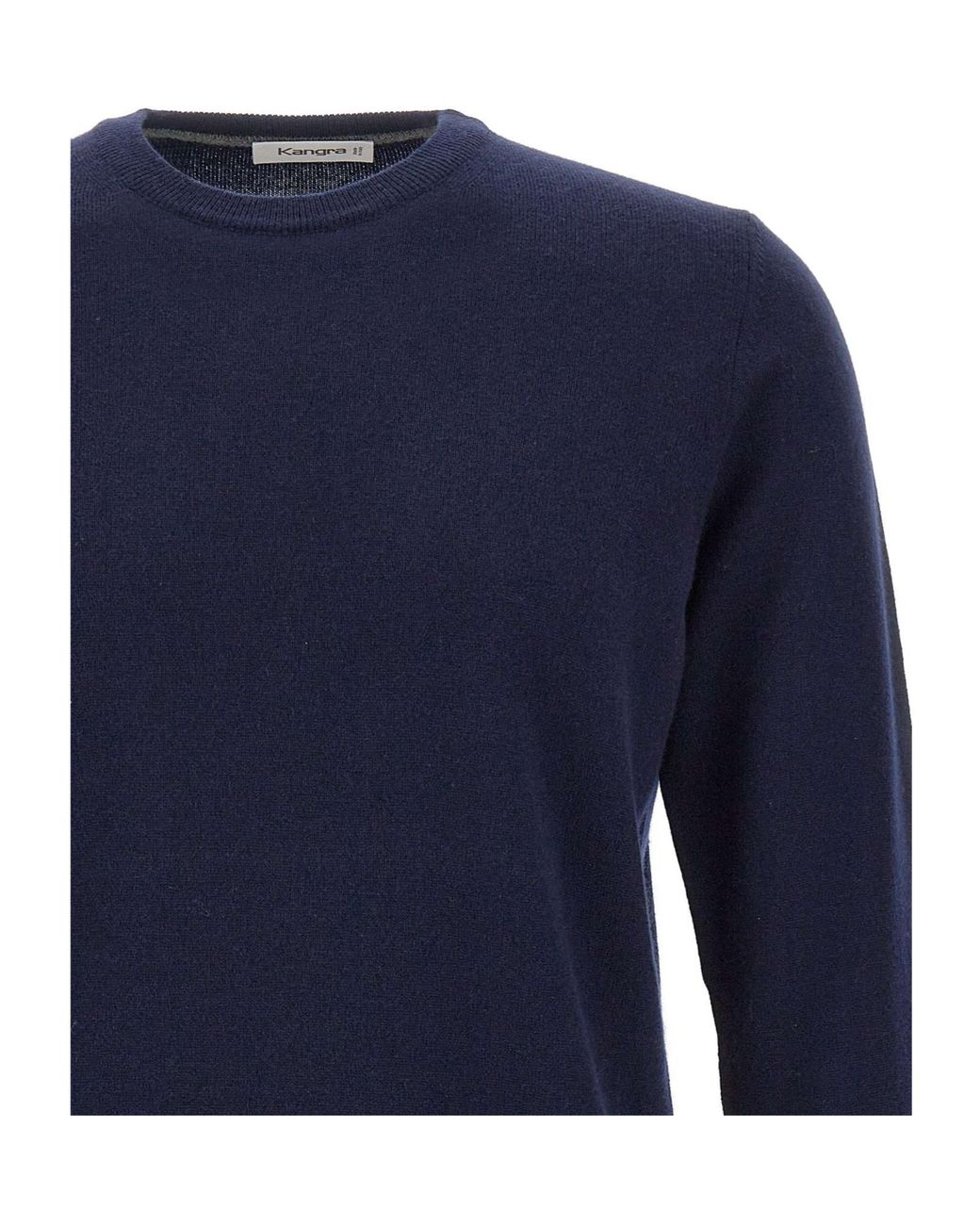 Kangra Cashmere Blue Kangra Crew Neck Knitted Sweater for men