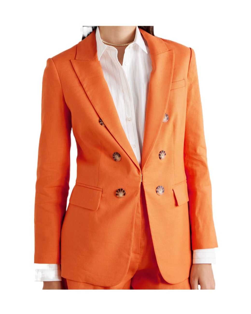 Veronica Beard Orange Bexley Linen-Blend Blazer