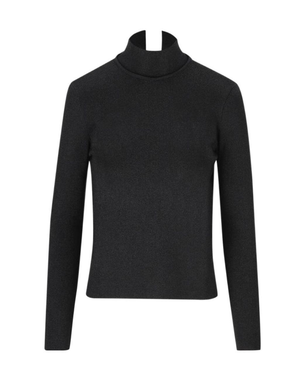 Fendi Black Long-Sleeved Sweater With Vertical Collar