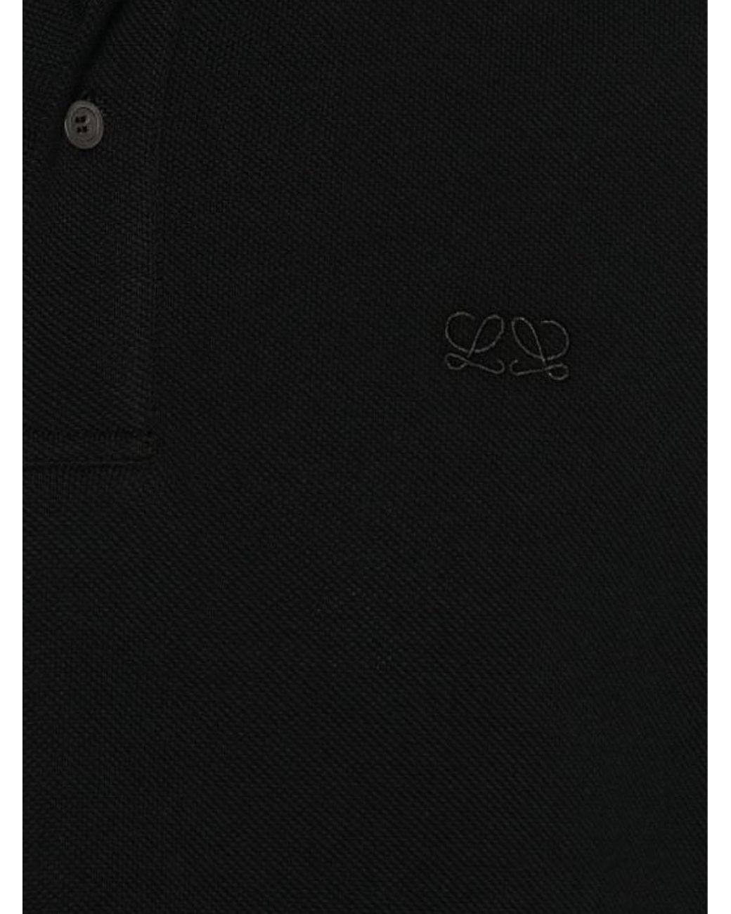 Loewe Black Anagram-Embroidered Polo Shirt for men