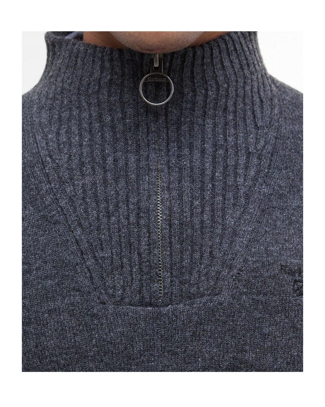 Barbour Blue Half-Zip Mock Neck Knit Sweater for men