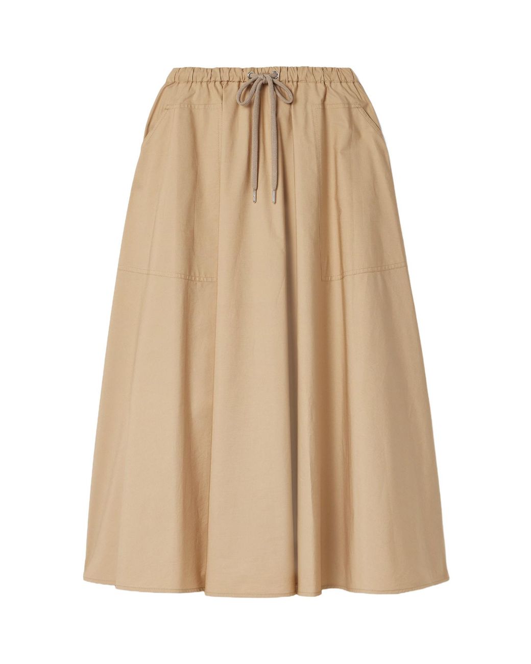 Moncler Natural A-Line Midi Cotton Skirt