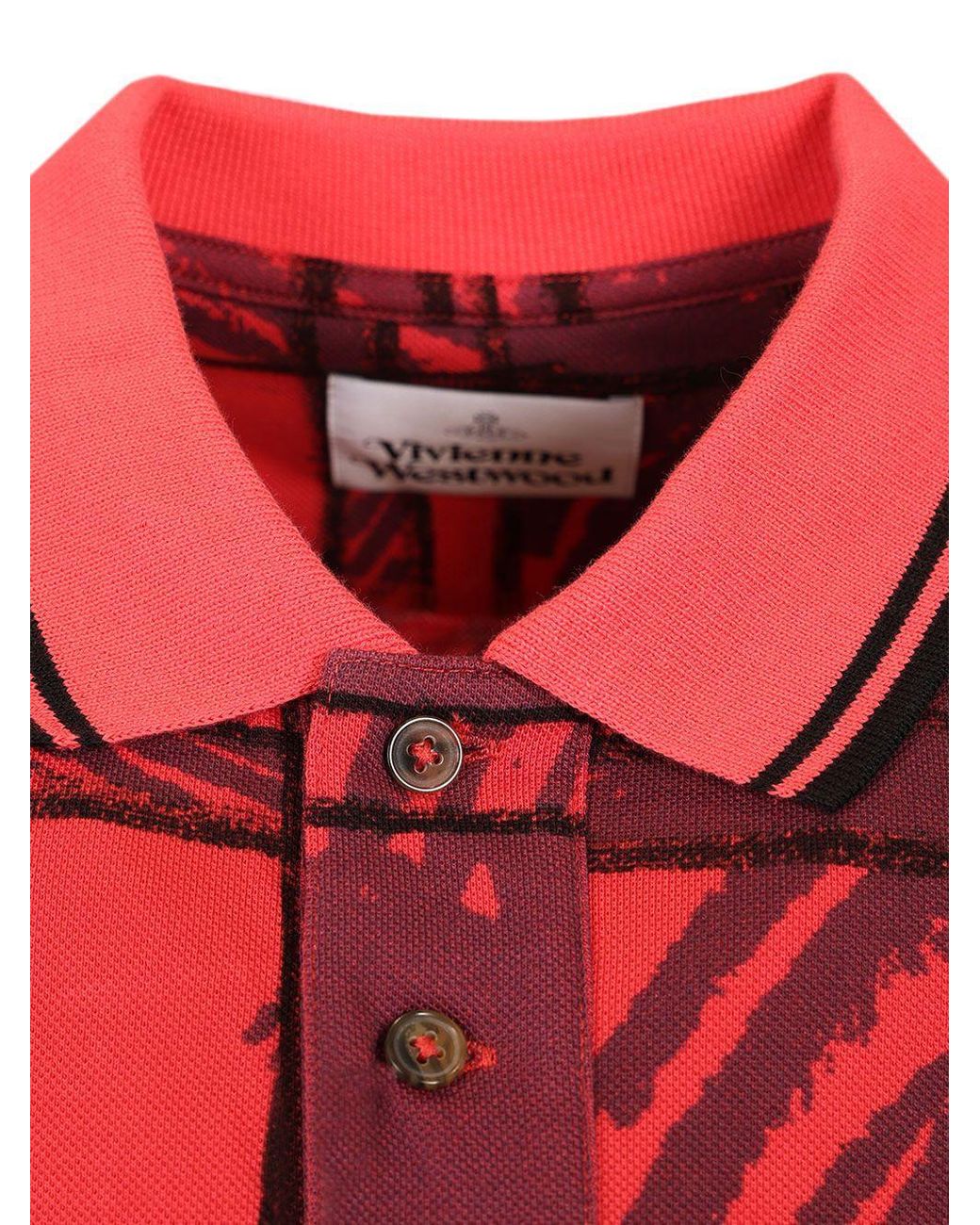 Vivienne Westwood Red Scribble Check Polo Shirt for men