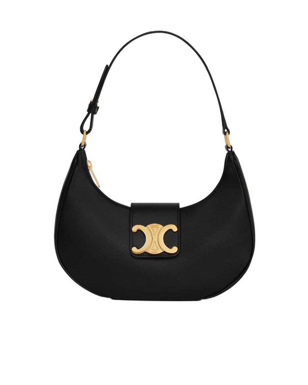 Céline Black Ava Triomphe Medium Leather Shoulder Bag
