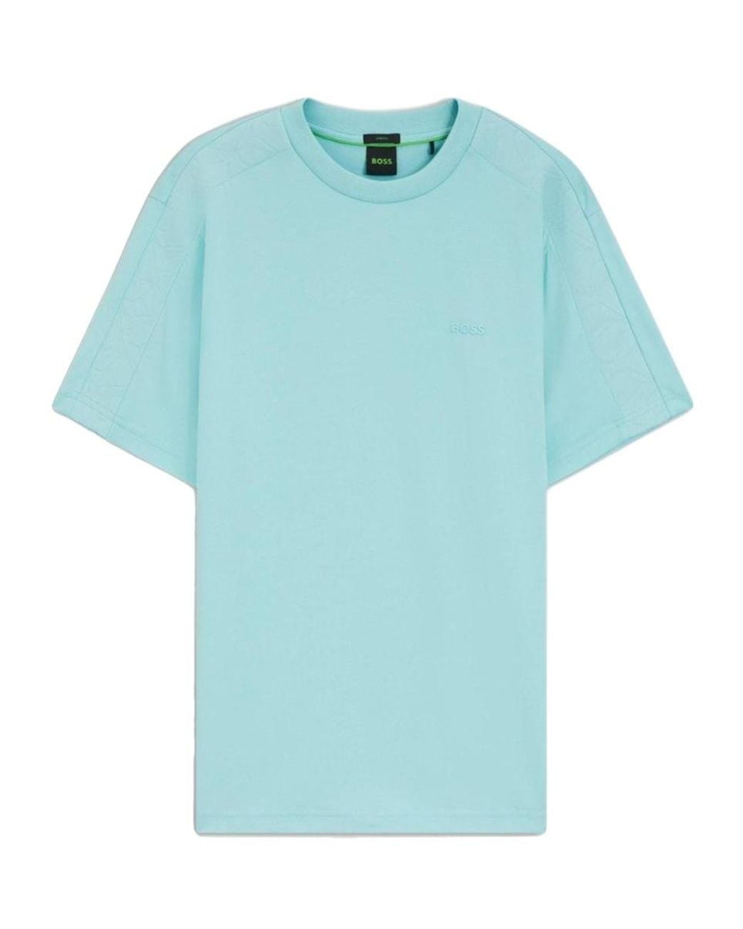 Boss Blue Stretch-Cotton T-Shirt With Jacquard Tape for men