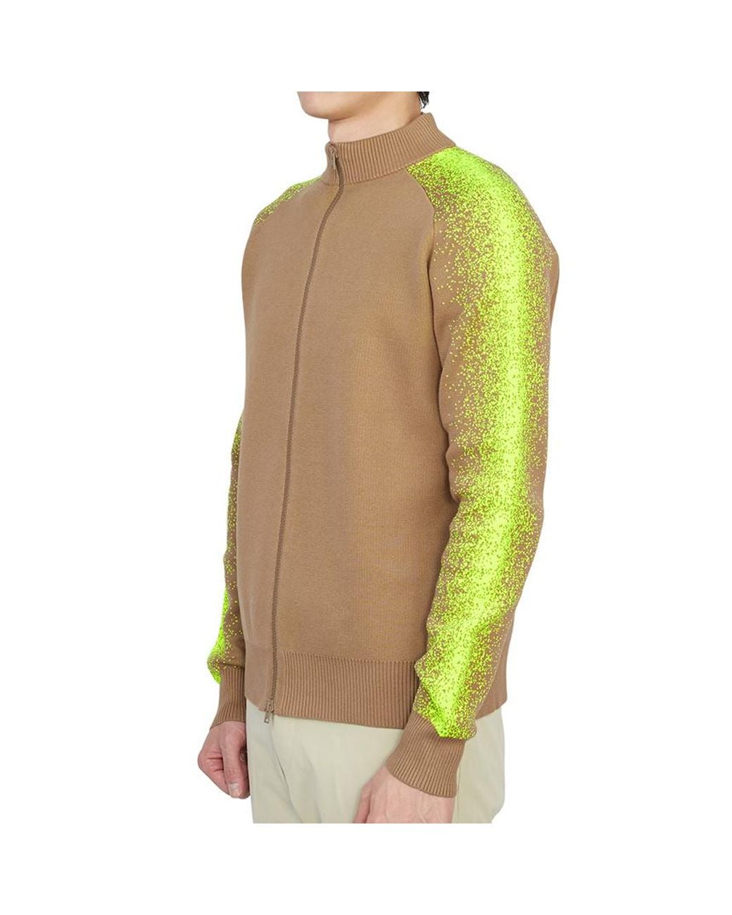 Herno Green Zip-Up High Neck Cardigan for men